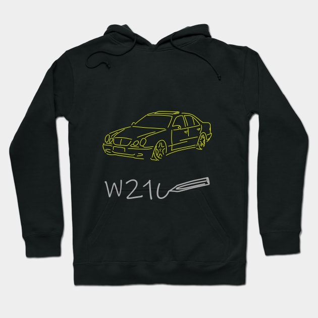 Mercedes W210 front  sketch grey yellow Hoodie by WOS